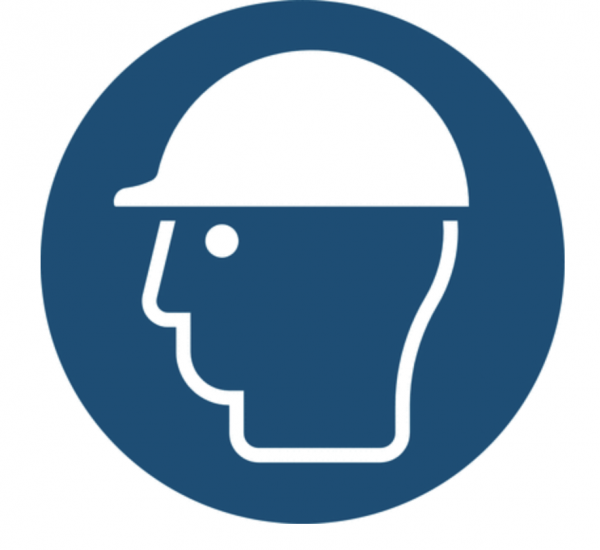 Aufkleber Gebotszeichen Helm Kopfschutz Sicherheitsschild ISO7010 ASR blau 200mm